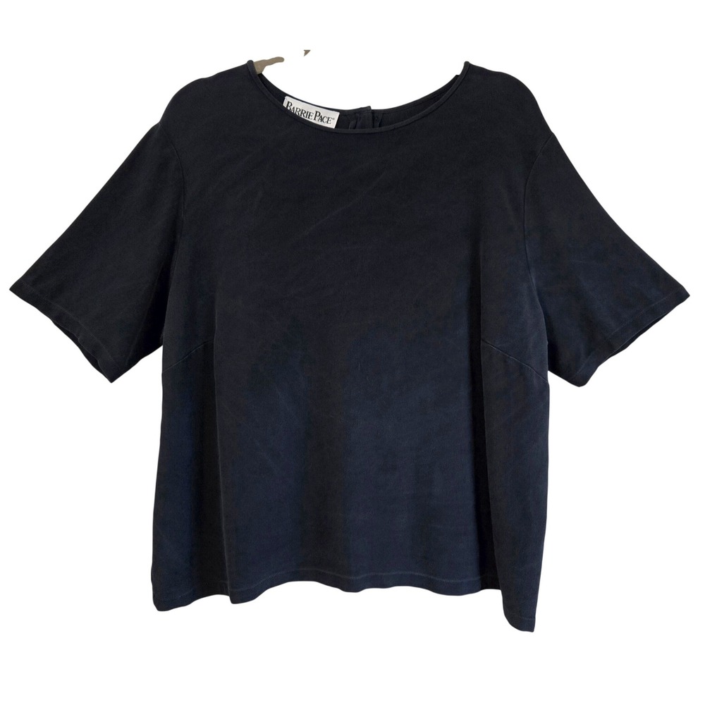 Barrie Pace Womens 18‎ Chic Charcoal 100% Silk Sandwashed Short Sleeve Blouse